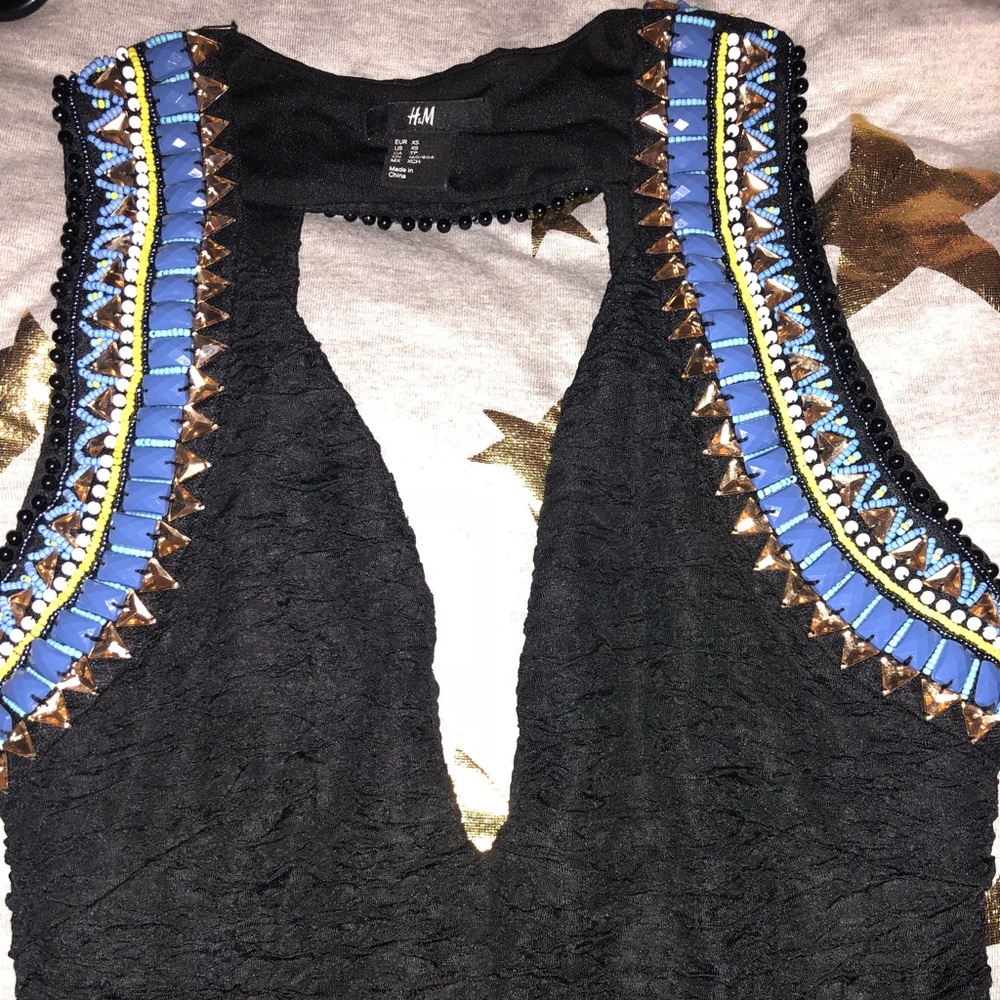 H&M black embellished dress